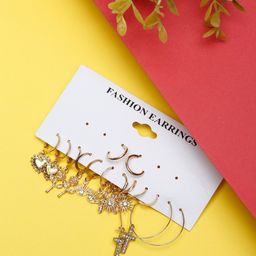 Celena Cole Set of 7 Gold-Plated Contemporary Studs Earrings-18