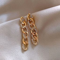 Yellow Chimes Gold-Plated Chain Design Drop Earrings-44