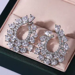 Designs & You Silver Plated American Diamond Contemporary Studs Earrings-56