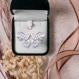 Abhooshan 925 Sterling Silver Cubic Zircon Heart-Shaped Contemporary Studs Earrings-33