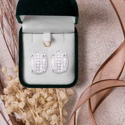 Abhooshan Oval Shaped CZ Stone Studded 925 Sterling Silver Studs Earrings-26