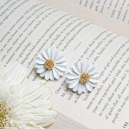 BEWITCHED White & Yellow Floral Studs Earrings-image-10