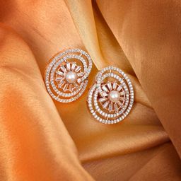 Saraf RS Jewellery White Rose Gold-Plated Contemporary Studs Earrings-52