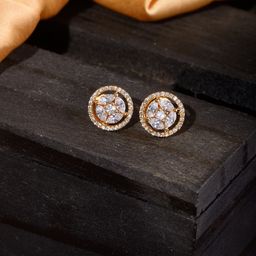 Saraf RS Jewellery Gold-Plated & White AD Studded Contemporary Studs Earrings-15