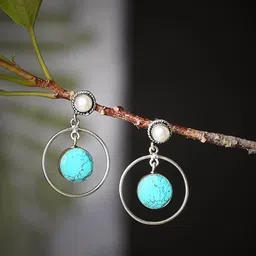 Bamboo Tree Jewels Silver-Plated Beaded Contemporary Drop Earrings-19