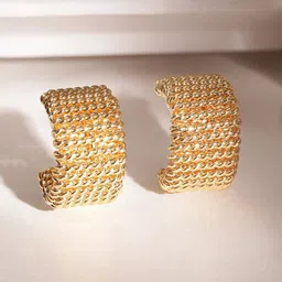 Rubans Voguish 18K Gold Plated Contemporary Half Hoop Earrings-18