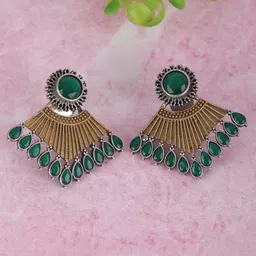 Anouk Silver-Toned Silver-Plated Oxidised Contemporary Drop Earrings-0