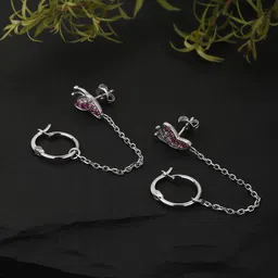Carlton London Silver-Plated & Pink Contemporary Studs Earrings-image-88