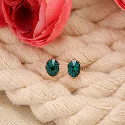 UNIVERSITY TRENDZ Gold-Plated Contemporary Crystal Studded Studs-image-31