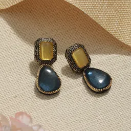 Saraf RS Jewellery Silver-Plated Contemporary Oxidised Drop Earrings-12