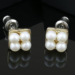 Estele Gold-Plated Square Studs Earrings-2