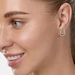 MINUTIAE Silver-Plated & White Crystals Studs Earrings-8
