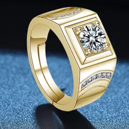 MYKI Gold-Plated CZ-Studded Adjustable Stainless Steel Finger Ring-image-8