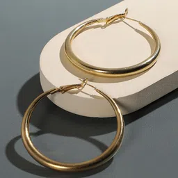 SOHI Gold-Plated Circular Hoop Earrings-13