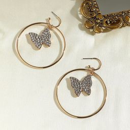 SOHI Gold-Plated Artificial Stones Studded Drop Earrings-45