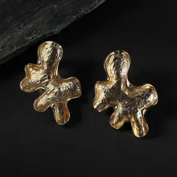 SOHI Gold-Plated Contemporary Drop Earrings-36