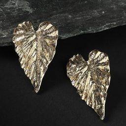 SOHI Gold-Plated Leaf Shaped Stud Earrings-46
