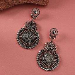 SOHI Gold-Plated Studded Drop Earrings-24