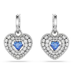 Swarovski Blue Rhodium Plated Heart Shaped Idyllia Drop Earrings-image-36