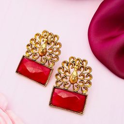 Sangria Gold Plated Classic Artificial Stones Studs-75