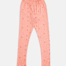 Pantaloons Junior Girls Peach-Coloured & White Printed Leggings-picture-40