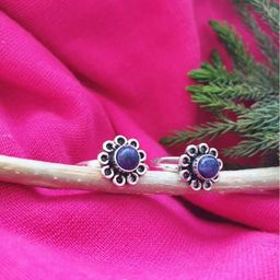 FIROZA Blue Silver-Toned Oxidized Toe Rings-image-8