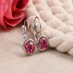 UNIVERSITY TRENDZ Silver Plated Crystals Studded Hoop Earrings-45