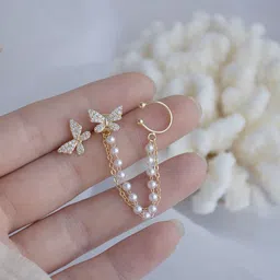 Celestique Gold-Plated Contemporary Ear Cuff Earrings-18
