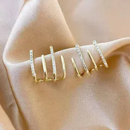 PolluxCraft Korean Gold-Plated Zircon Stones Studded Contemporary Ear Cuff-picture-47