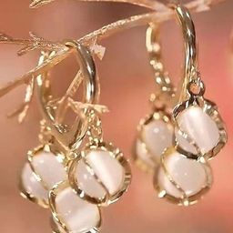PolluxCraft Gold-Plated Cubic Zirconia Studded Contemporary Drop Earrings-image-95