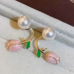 PolluxCraft Korean Gold-Plated Pearls And Zircon Studded Floral Studs-15