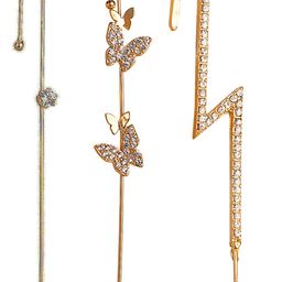 Vembley Pack Of 3 Gold-Plated CZ-Studded Contemporary Ear Cuff Earrings-image-16