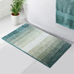 OBSESSIONS Green & White Printed 2000 GSM Anti Skid Bath Rug-image-75