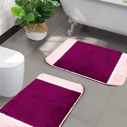 Saral Home Set Of 2 Purple & Pink Solid Anti-Skid Bath Rugs-14