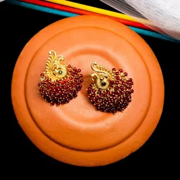 StileAdda Gold-Plated Artificial Stones-Studded & Beads-Beaded Studs Earrings-49