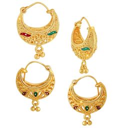 Vighnaharta Set Of 2 Floral Gold-Plated Hoop Earrings-image-30