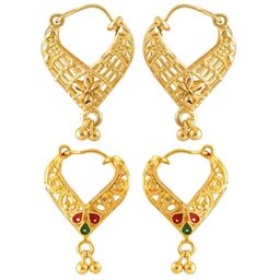 Vighnaharta Gold-Toned Floral Chandbalis Earrings-image-68