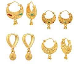 Vighnaharta Set Of 4 Gold Plated Circular Hoop Earings-17