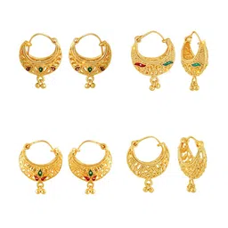 Vighnaharta Set Of 4 Gold-Plated Floral Chandbalis-10