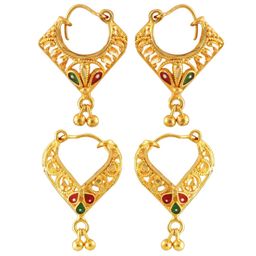 Vighnaharta Gold-Toned Floral Chandbalis Earrings-image-92