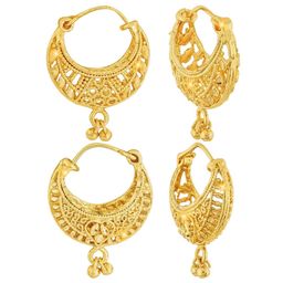 Vighnaharta Set Of 2 Gold Plated Floral Hoop Earrings-image-85