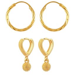 Vighnaharta Set Of 2 Gold-Plated Floral Drop Earrings-13