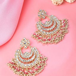 Yellow Chimes Gold Plated Contemporary Chandbalis Earrings-image-47