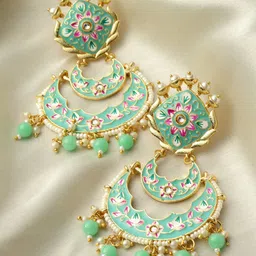 PANASH Gold-Toned Contemporary Chandbalis Earrings-image-64