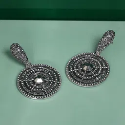 SOHI Silver-Plated Artificial Stones Contemporary Drop Earrings-24