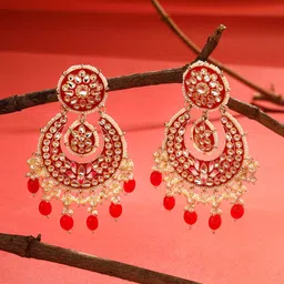 Yellow Chimes Gold-Plated Crescent Shaped Chandbalis Earrings-5