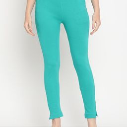 TAG 7 Women Turquoise Blue Solid Regular-Fit Jeggings-image-102