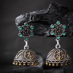 Silvermerc Designs Silver-Plated Dome Shaped Jhumkas-52