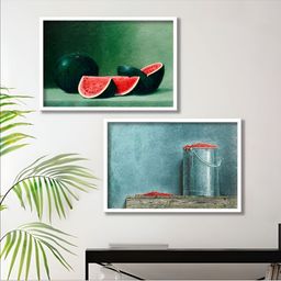 Aura Blue & Red 2 Piece Wood Other Wall Paintings-7