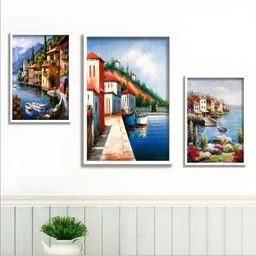 Aura Blue & Red 3 Piece Wood Other Wall Paintings-image-99